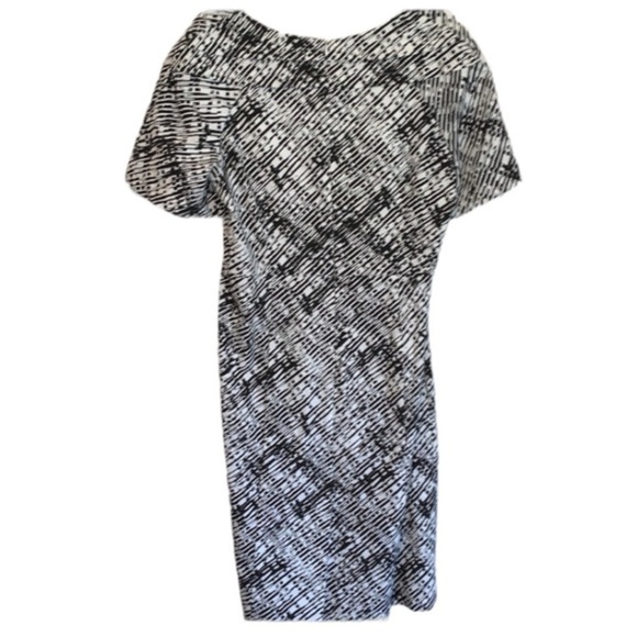 NWOT Roaman’s Jewel Neck A Line Dress Size 14 Black & White Short Sleeve Dress - Picture 2 of 8